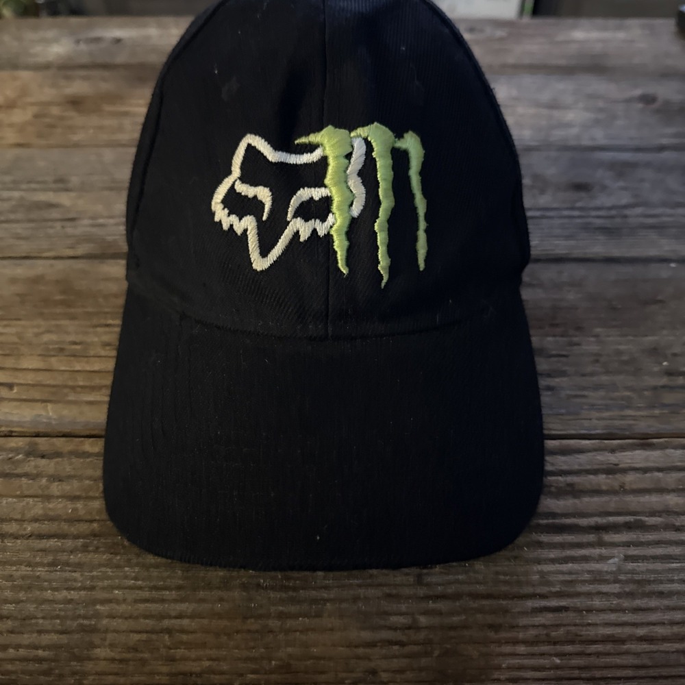 Fox Racing Monster Energy Strap Back Hat Cap OSFA Black Outdoor Motocross